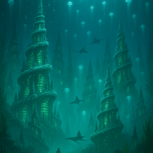 The Reversed Rain of Aequoris - Printable Digital Art